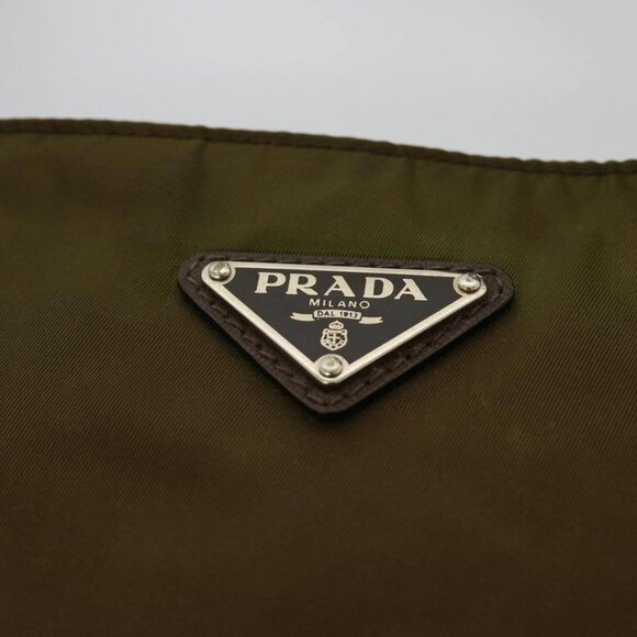 PRADA Shoulder Bag Enamel Khaki Brown Auth - Picture 11 of 16